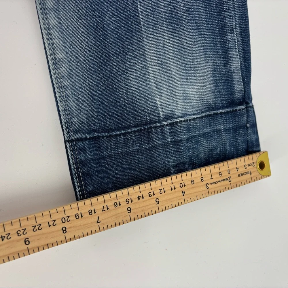 The Fresh Brand JEFF Jeans Mens 34x32 Distressed Straight Blue‎ Denim Camo Lined